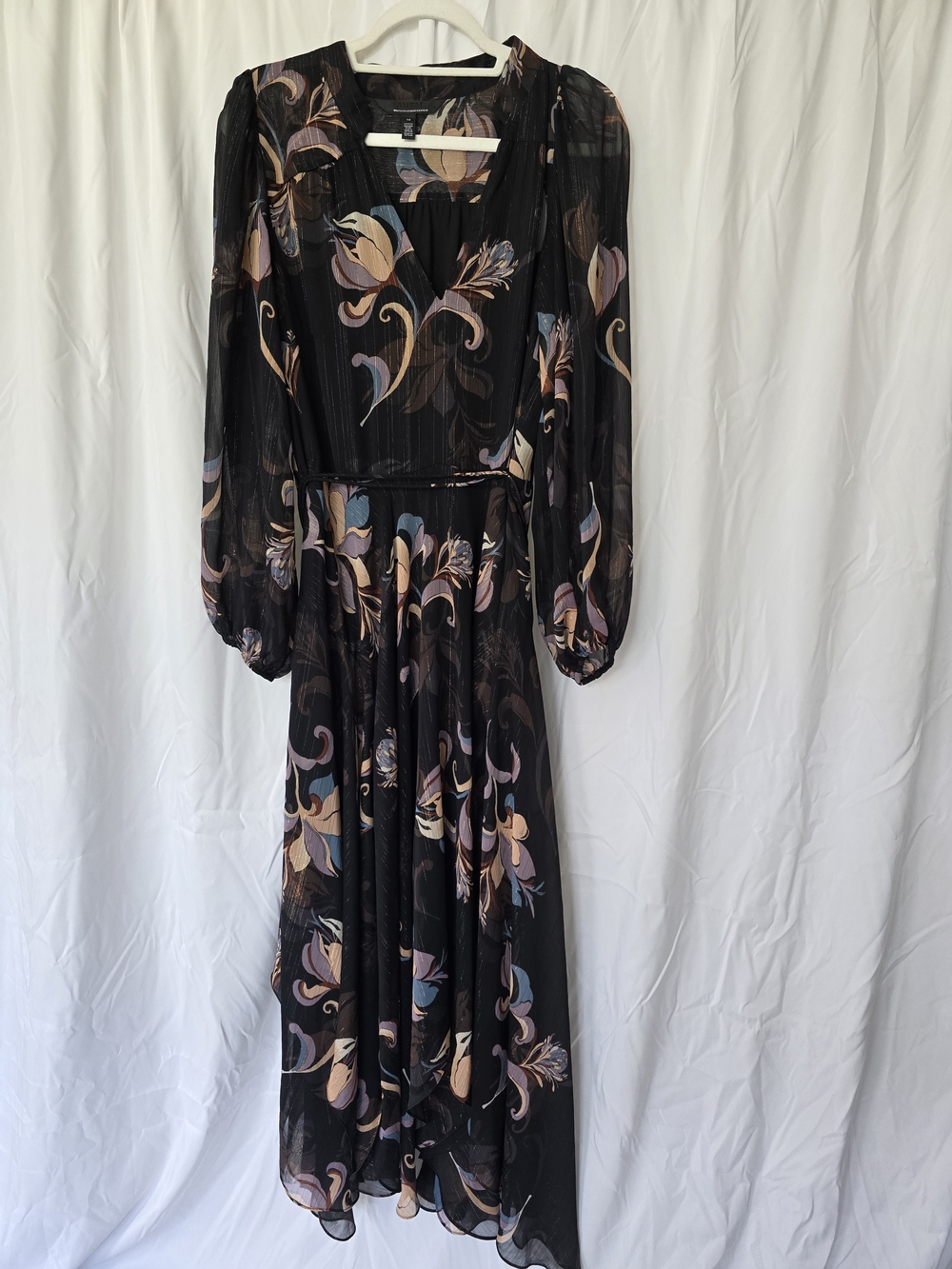 Unknown Brand Black Floral Long Sleeve Maxi Dress